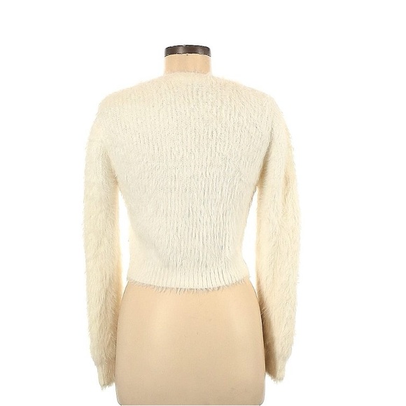 Zara Ivory Shag Cropped Cardigan Sweater - Picture 2 of 3